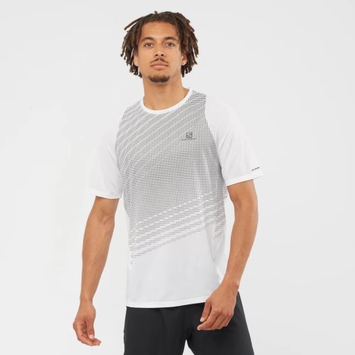 White / Black Salomon Sense Aero Short Sleeve Men's T-Shirts | IE FS3986